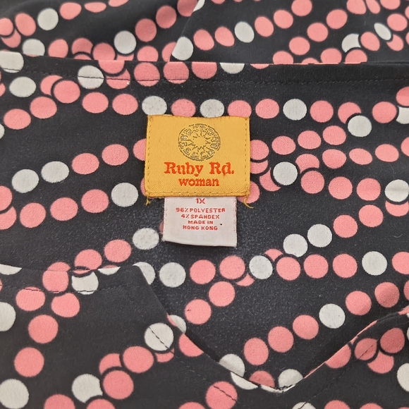 Ruby Rd. Black and Pink Dot Pattern Blouse - Picture 3 of 3